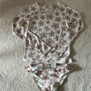 Rylee + Cru Cream 2-piece Floral Rashguard set